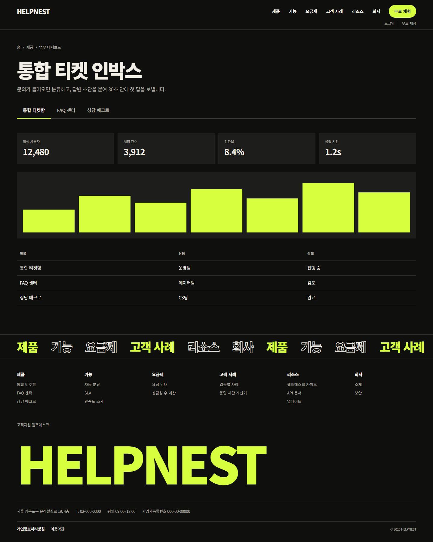 HELPNEST 콘셉트 시안의 PC 상세 화면