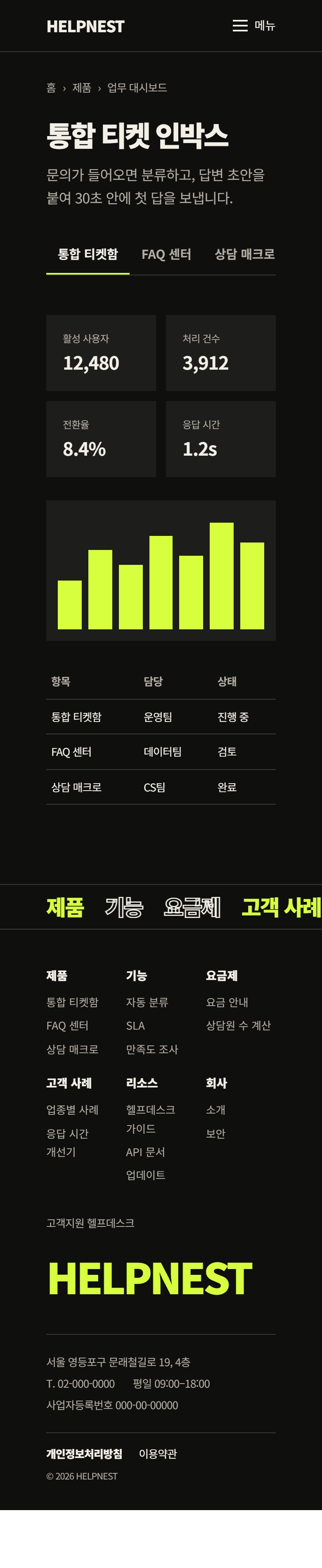 HELPNEST 콘셉트 시안의 모바일 상세 구성